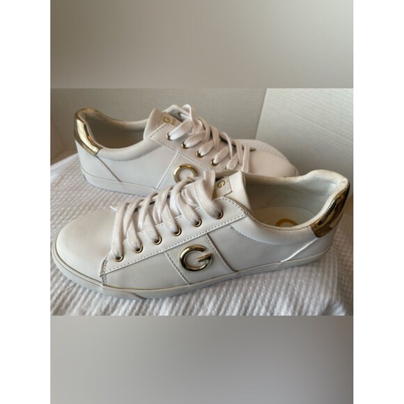 G by Guess Shoes - G by Guess White Sneakers with Gold Heel Accent Super Cute Women’s Size 11M NWOT